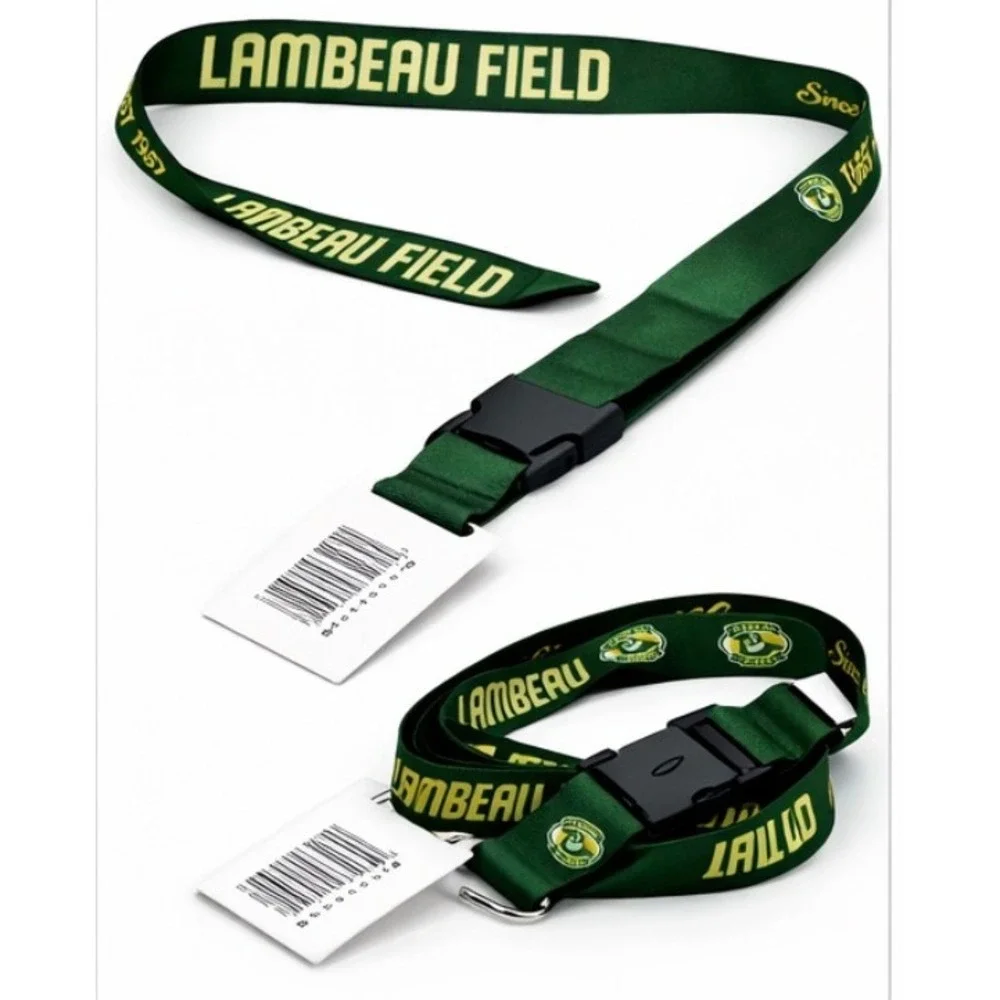 Lambeau Field Lanyard Green Yellw Since 1957 Breakaway Keychain Badge Holder NFL